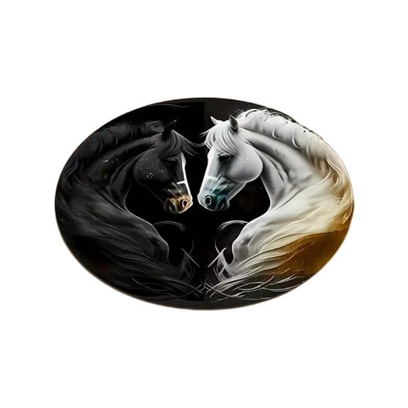 Horse Print Round Outdoor Indoor Carpet Non Slip Laundry Room Bedroom Living Room Home Decoration Area Rug 31.5X31.5 Inch