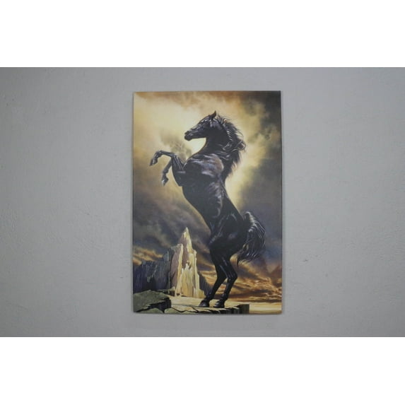 Horse Printed, Horse Lover Gift Canvas Poster, Animal Canvas Gift, Black Stallion, Stallion Canvas, Black Stallion Canvas Gift, Canvas Wall Decor - Rolled Canvas