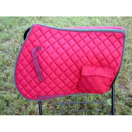 Horse Quilted ENGLISH SADDLE PAD Tack Trail Riding Burgundy 7207