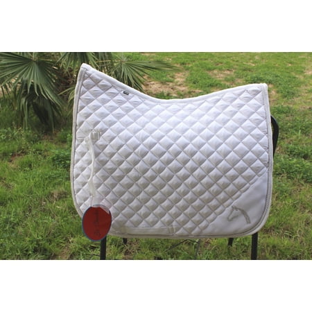 Horse Quilted ENGLISH SADDLE PAD Tack Trail Riding White 72M02C