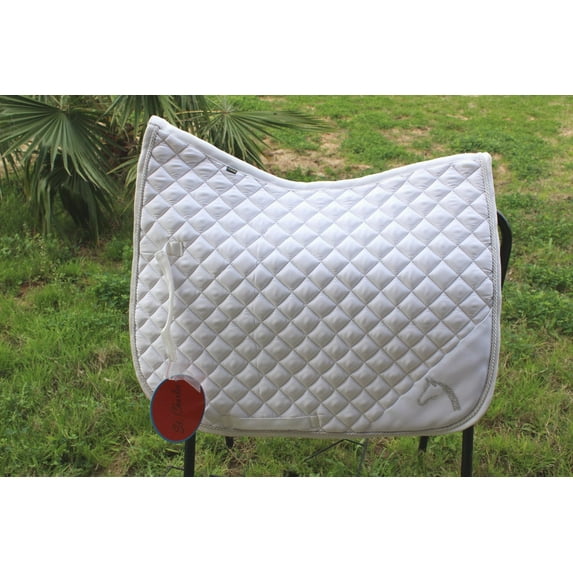 Horse Quilted ENGLISH SADDLE PAD Tack Trail Riding White 72M02C
