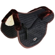 Horse Quilted ENGLISH SADDLE PAD Trail Contour Fleece Lined Black Brown 72108