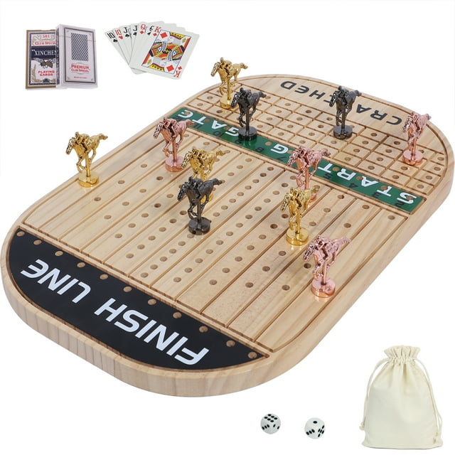 Horse Race Board Game Racing Game Thickened Pine with 11 Luxurious