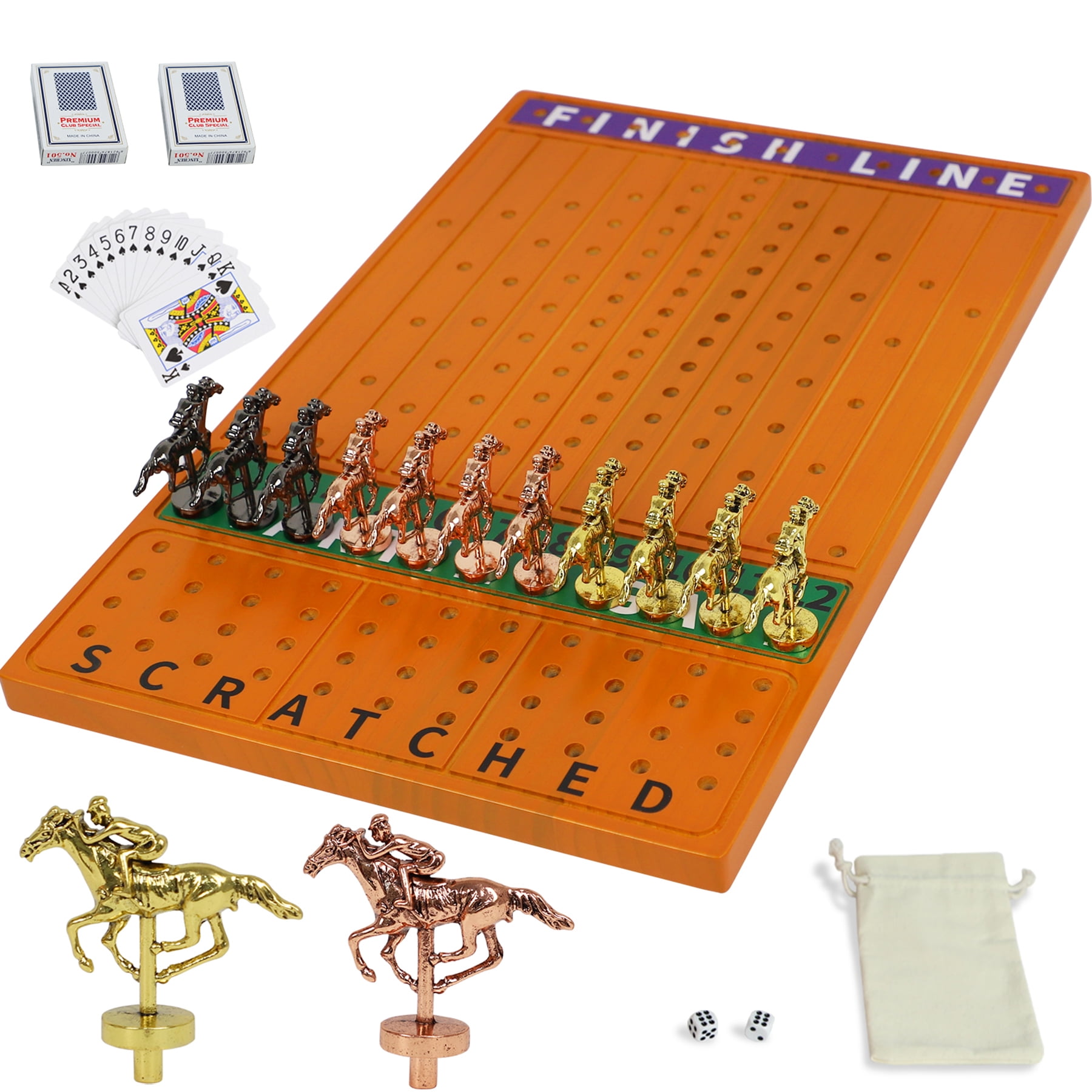 Horse Race Board Game Racing Game Thickened Solid Wood with 11