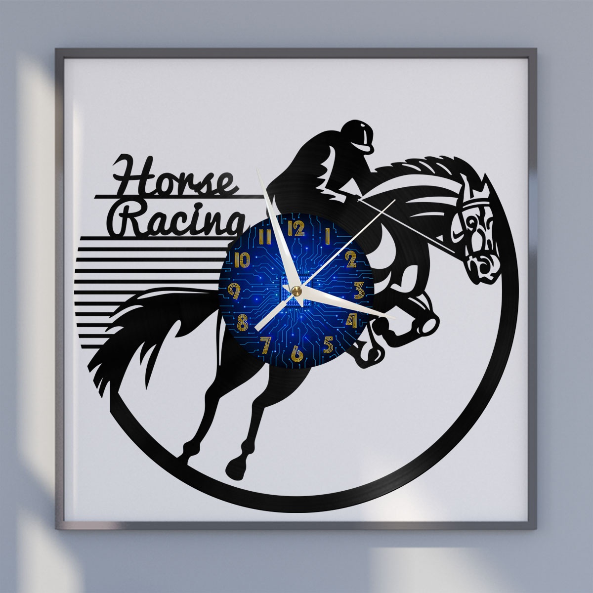 Horse Racing 12 Inch Vinyl Record Wall Clock - Silent, Creative, and ...
