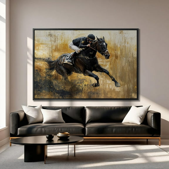 Horse Racing Art: Equestrian Sports Decor, Poster, Unframed Canvas Size 12x18