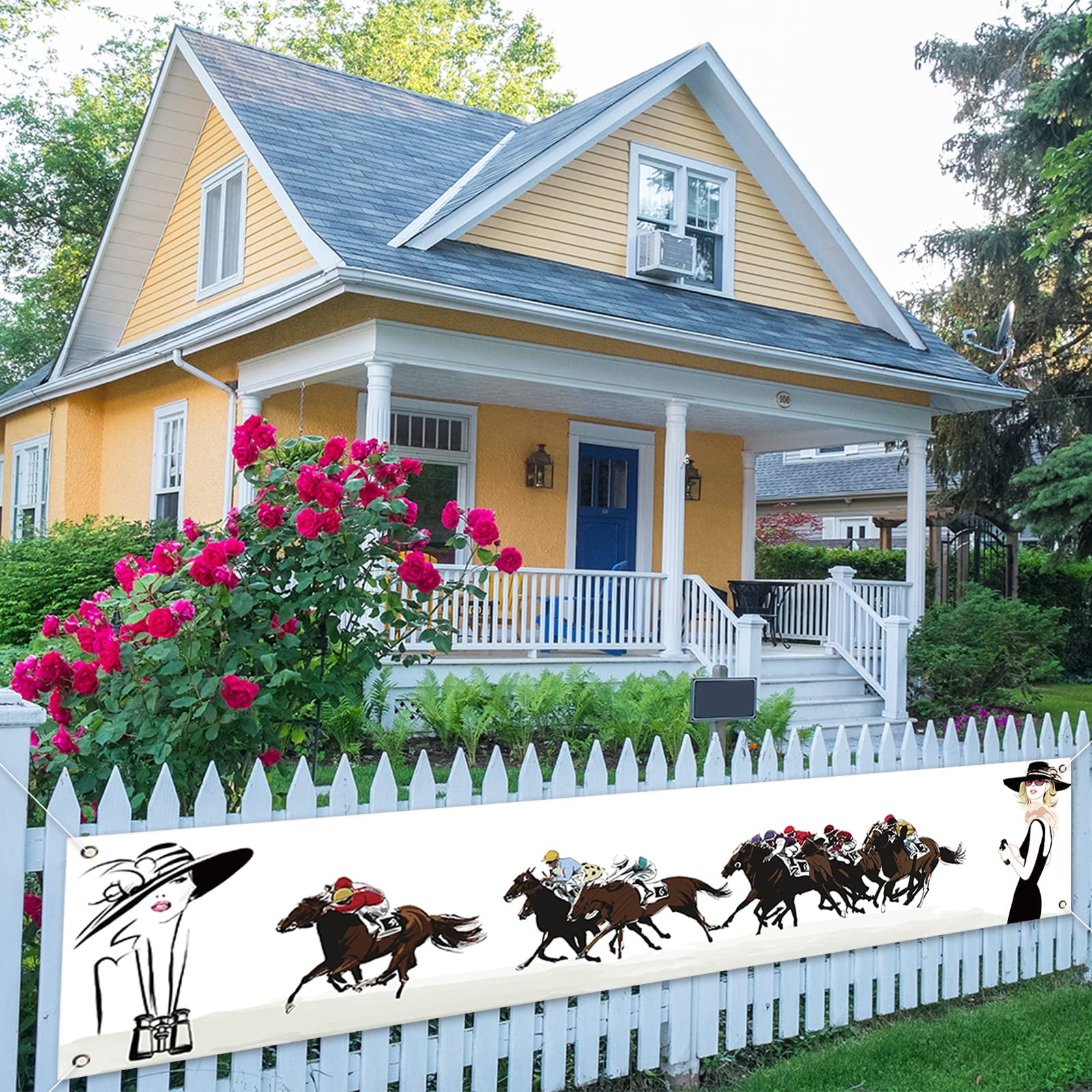 Horse Racing Banner for Fence Horse Race Game r Backdrop Kentucky Derby Party ration Supplies
