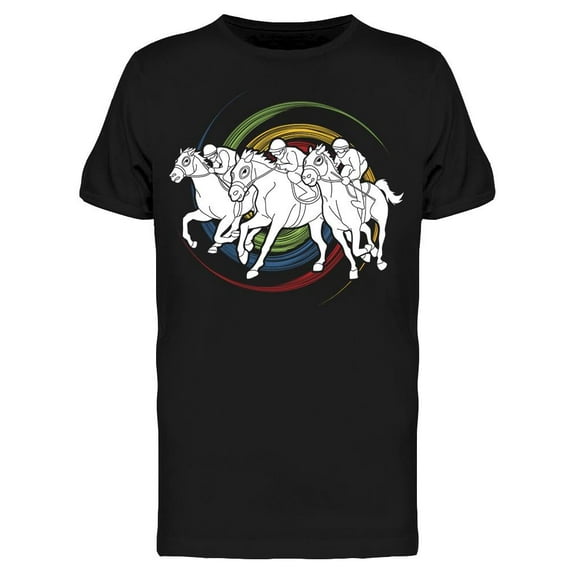 Horse Racing Colorful Swirl T-Shirt Men -Image by Shutterstock, Male Small
