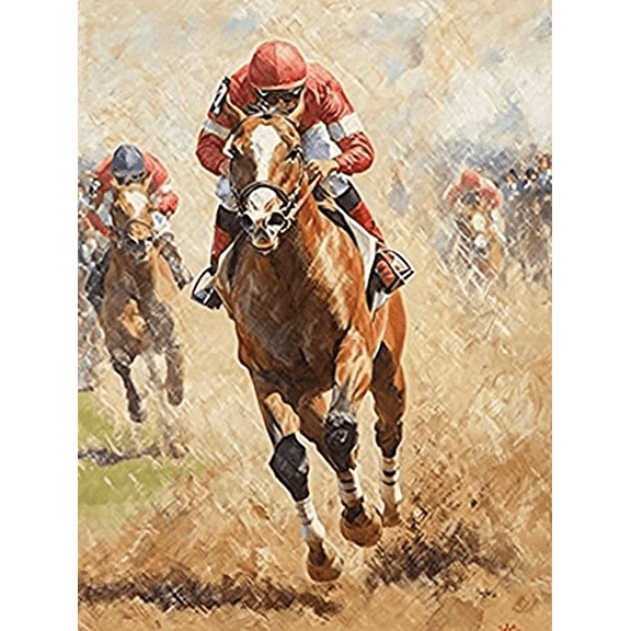 Horse Racing Decorative Painting/Canvas Art Suitable for Living Roomand Hallway Decoration. Horse Race Jockey Animal and Equestrian Art Home Decor Canvas Painting.