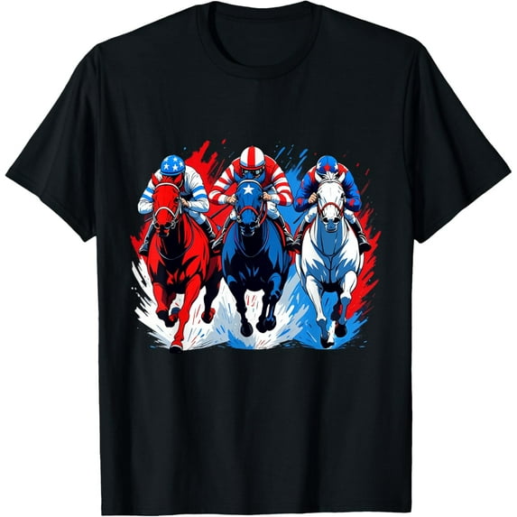 Horse Racing Jockey 4Th Of July American Flag Usa Men Women T-Shirt Unisex S-5XL Hot Trending Shirt, Vintage Birthday Gift