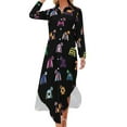 thumbnail image 1 of Horse Racing Jockey Silk Print Black Long Sleeved Shirt Dress summer dress woman trendy Aesthetic clothing, 1 of 6