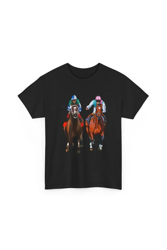 Horse Racing Jockeys Thoroughbreds Dynamic Race Illustration Unisex T-Shirt, S-5XL
