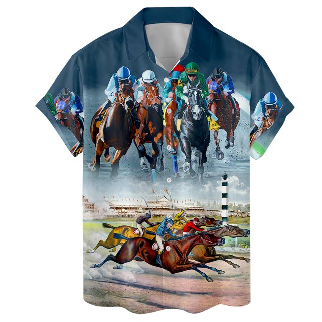 Horse Racing Kentucky Derby Hawaiian Shirt For Men Casual Horse Mens — free download