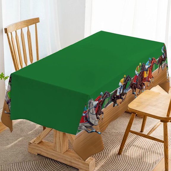 Horse Racing Tablecloth Boy Horse Race Birthday Party Kentucky Derby Decoration Run for The Roses Table Cover Home Dining Room Kitchen Decor-6084inch