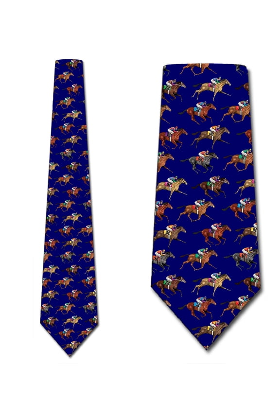 Horse Racing Ties Mens Horse Royal Blue Jockey Necktie by Three Rooker