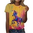 thumbnail image 1 of Horse Racing Tops for Women Plus Size Trendy Horse Race Graphic Tshirts Summer Crewneck Short Sleeve Tops Horse Game Printed T Shirt Dressy Casual Tunic Going Out Tees Beach Vacation Outfits, 1 of 4
