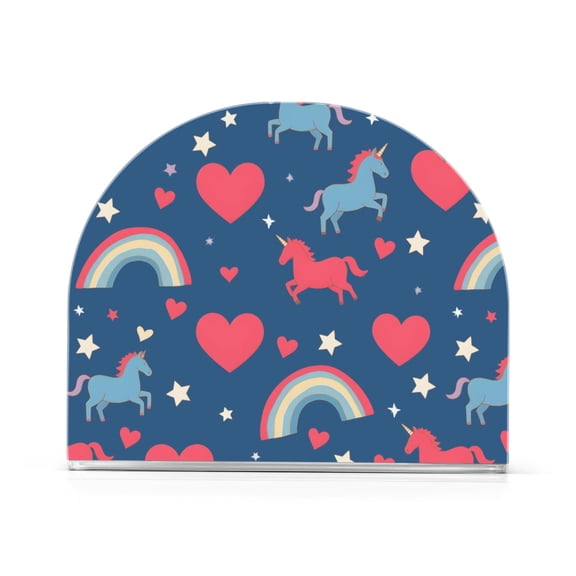 Horse Rainbow Pattern Napkin Holder Acrylic Napkin Dispenser Clear Modern Tabletop for Kitchen Counter