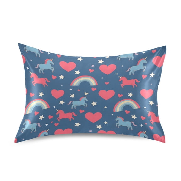 Horse Rainbow Pattern Pillowcase Standard Size 20''x26'' Satin Double-Sided Print Soft Wrinkle Resistant