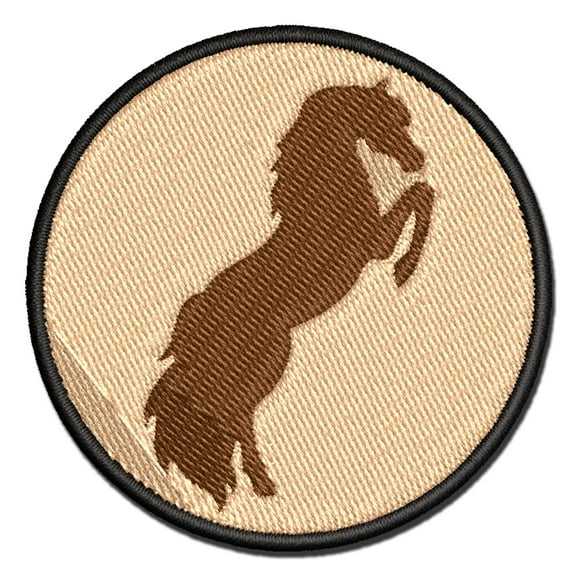 Horse Rearing on Hind Legs Solid Applique Multi-Color Embroidered Hook & Loop Patch - 2.0 Inch Mini