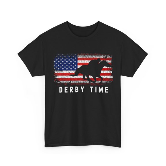 Horse Rider American Flag Kentucky Derby Graphic T-Shirt