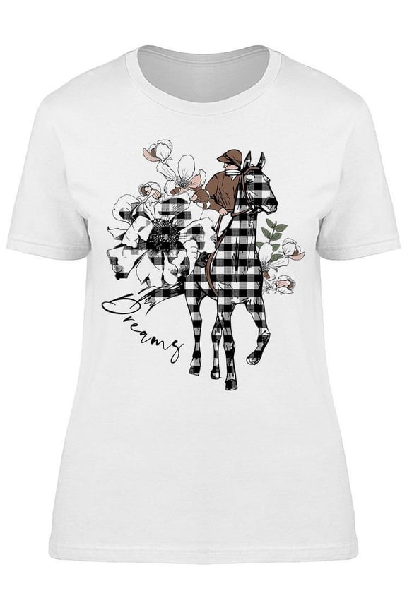 Horse, Rider And Anemone Flowers T-Shirt Women -Image by Shutterstock, Female 3X-Large
