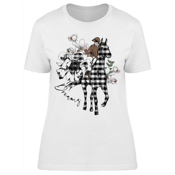 Horse, Rider And Anemone Flowers T-Shirt Women -Image by Shutterstock, Female x-Large