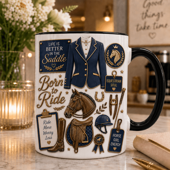Horse Rider Mug 3D Effect Equestrian Coffee Cup for Horse Enthusiasts