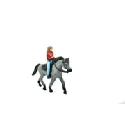 Horse & Rider, Roan Mustang With Female Equestrian Plastic Toy Animal, Realistic Figure, Farm Model, Barnyard Replica, Kids Educational Gift 2 1/2" F7020 B97