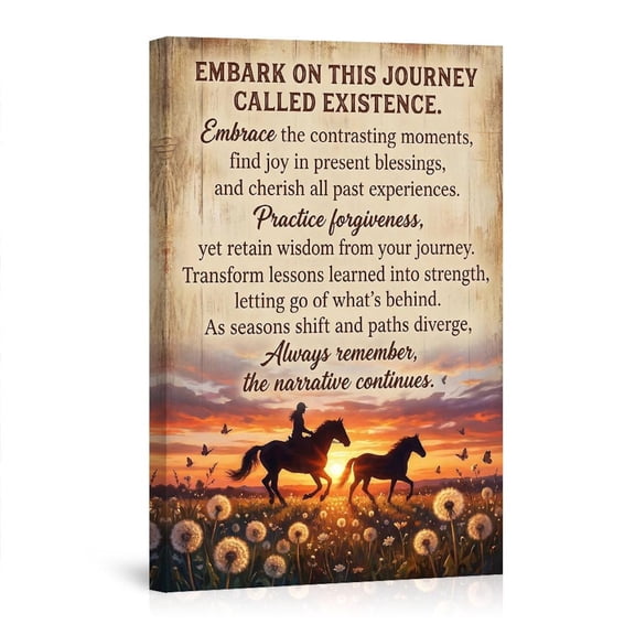 Horse Rider Sunset Inspirational Quote Canvas