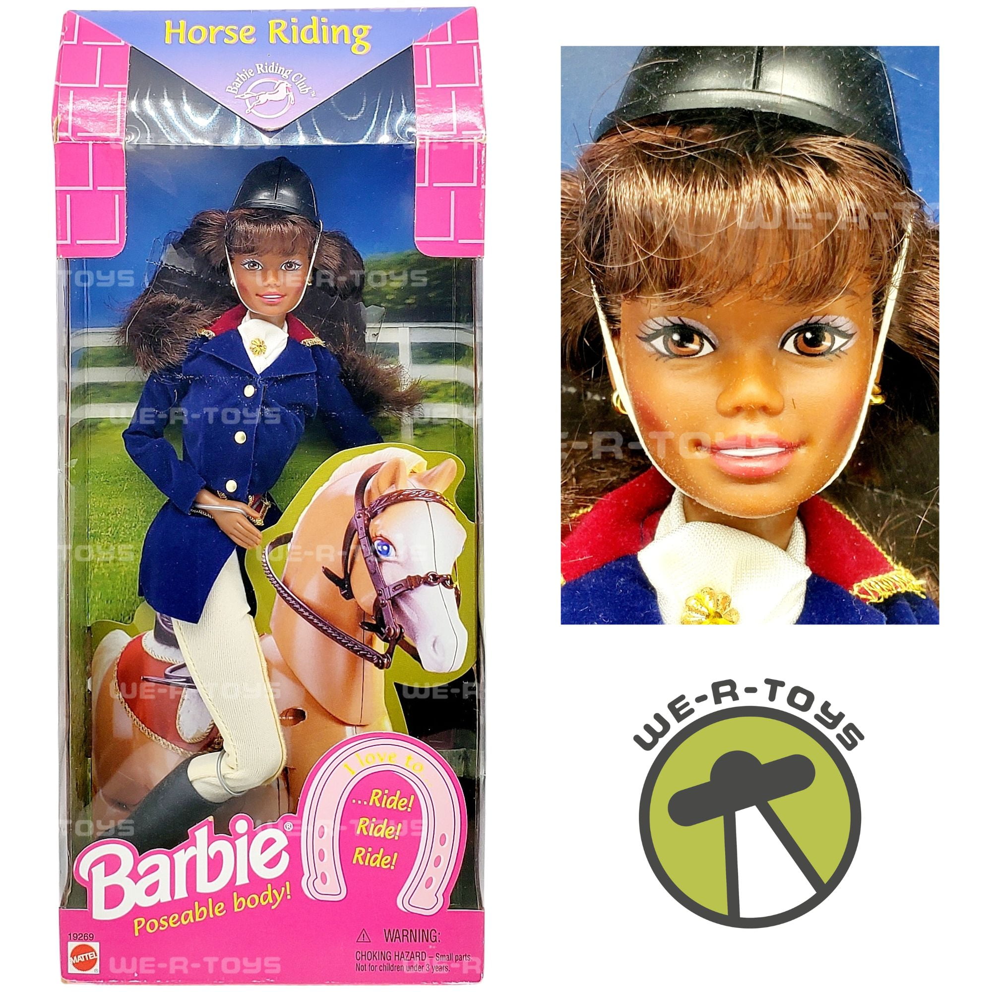 BARBIE HORSE RIDING African American Doll Poseable Body Mattel #19269
