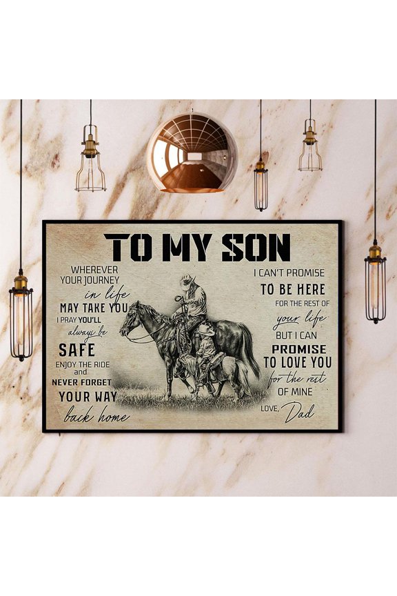 Horse Riding Dad To My Son Never Forget Your Way Back Home Paper Poster No Frame Matte Wall Art Decor 11 x 17 Inch Poster