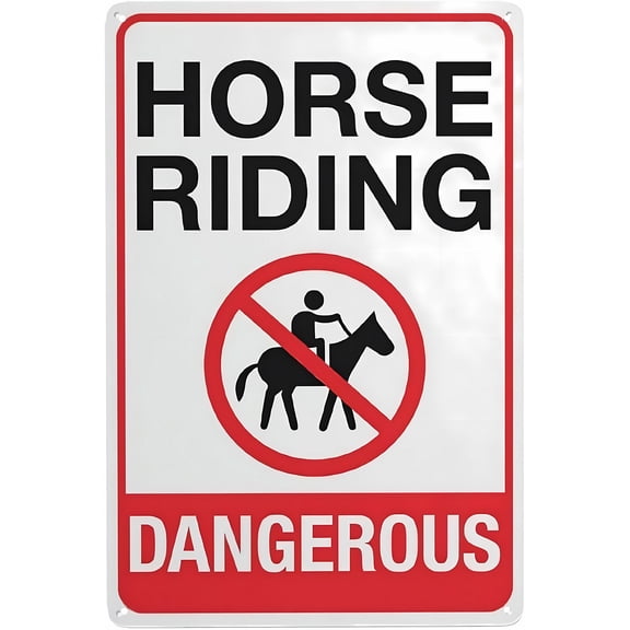 Horse Riding Dangerous Sign - 8"x12" Vintage Metal Warning Sign, Equestrian Safety Decor for Home Farm Bar Coffee Shop Club Ranch Outdoor
