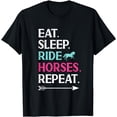 thumbnail image 1 of Horse Riding Eat Sleep Ride Horses Repeat For Girls T-Shirt, 1 of 3