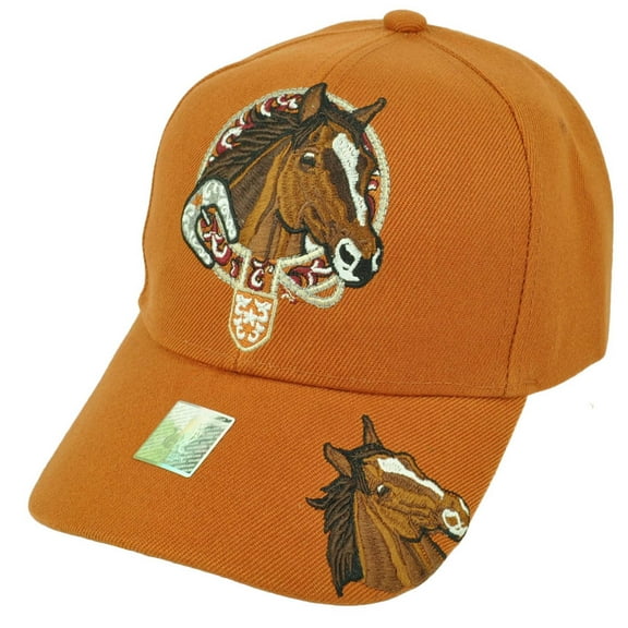 Horse Riding Race Rodeo Animal Mustang Burnt Orange Adjustable Hat Cap Cowboy