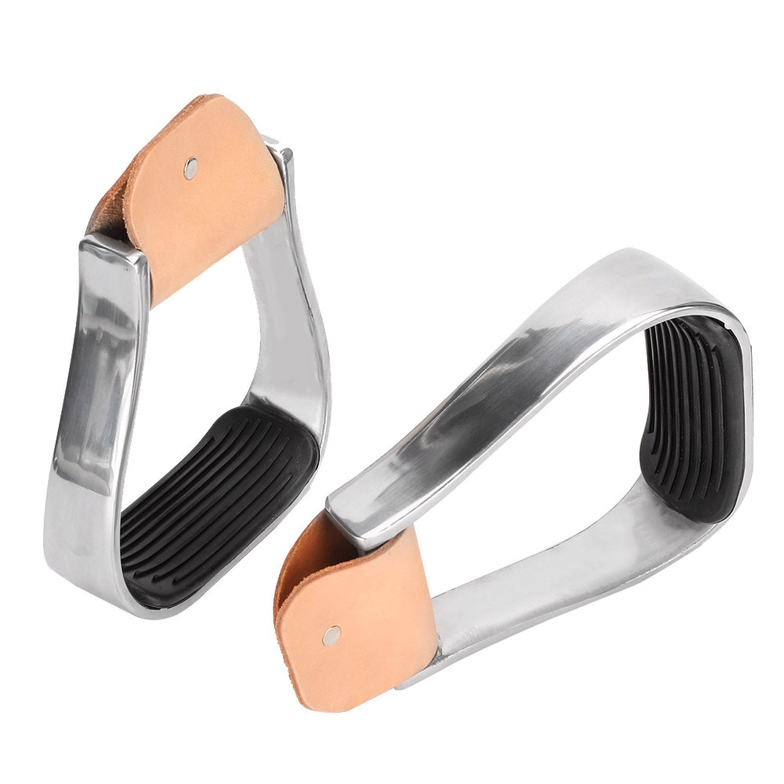 UNISTRENGH Western Horse Stirrups | Aluminum Alloy With Leather Cover & Rubber Tread | Pair