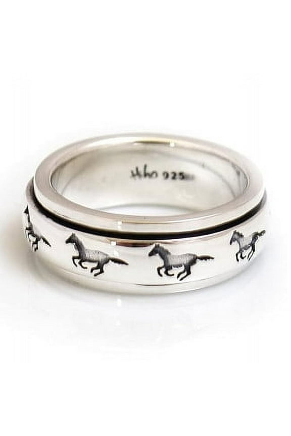 Horse Ring, Horse Family Ring, Horse Silver Ring, 925 Silver Band Animal Jewelry, Family Ring, Horse Lover Gift, Spinner Ring, Fidget Ring, Horse Spinner Band, Animal Spinner, Gift For Her