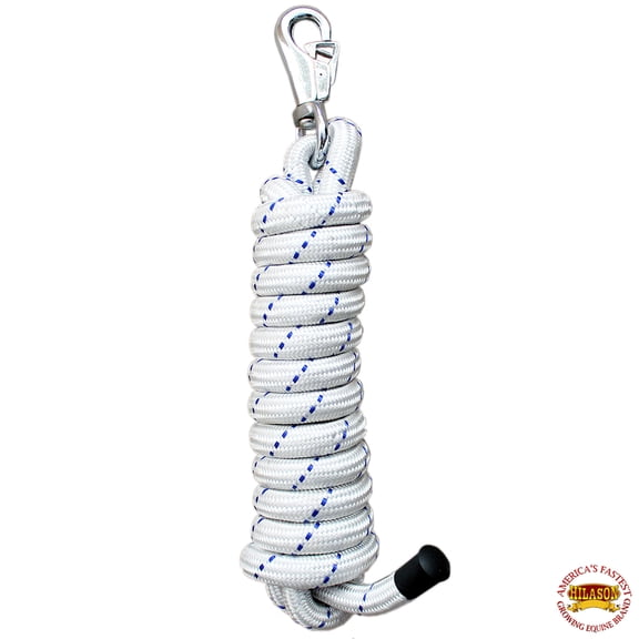 Horse Roping Lead Rope Riding Poly White 1/4"X8 Ft Snaps