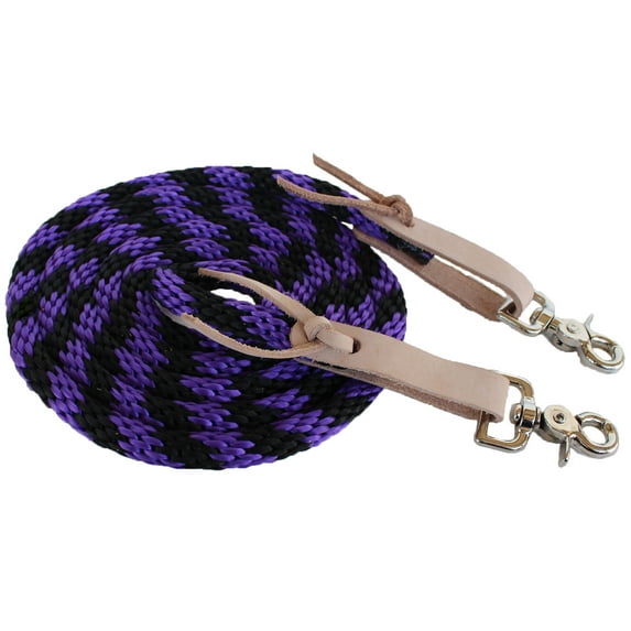 Horse Roping Western Barrel Contest Reins Nylon Braided 7' Purple Black 607500
