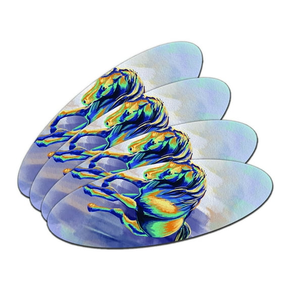 Horse Running Abstract - Painterly Expressionism Oval Nail File Emery Board 4 Pack