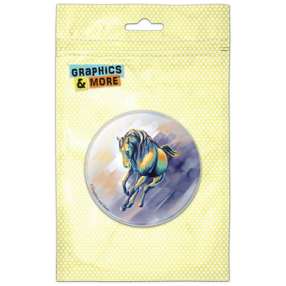 Horse Running Painting Cool Colors Refrigerator Button Magnet