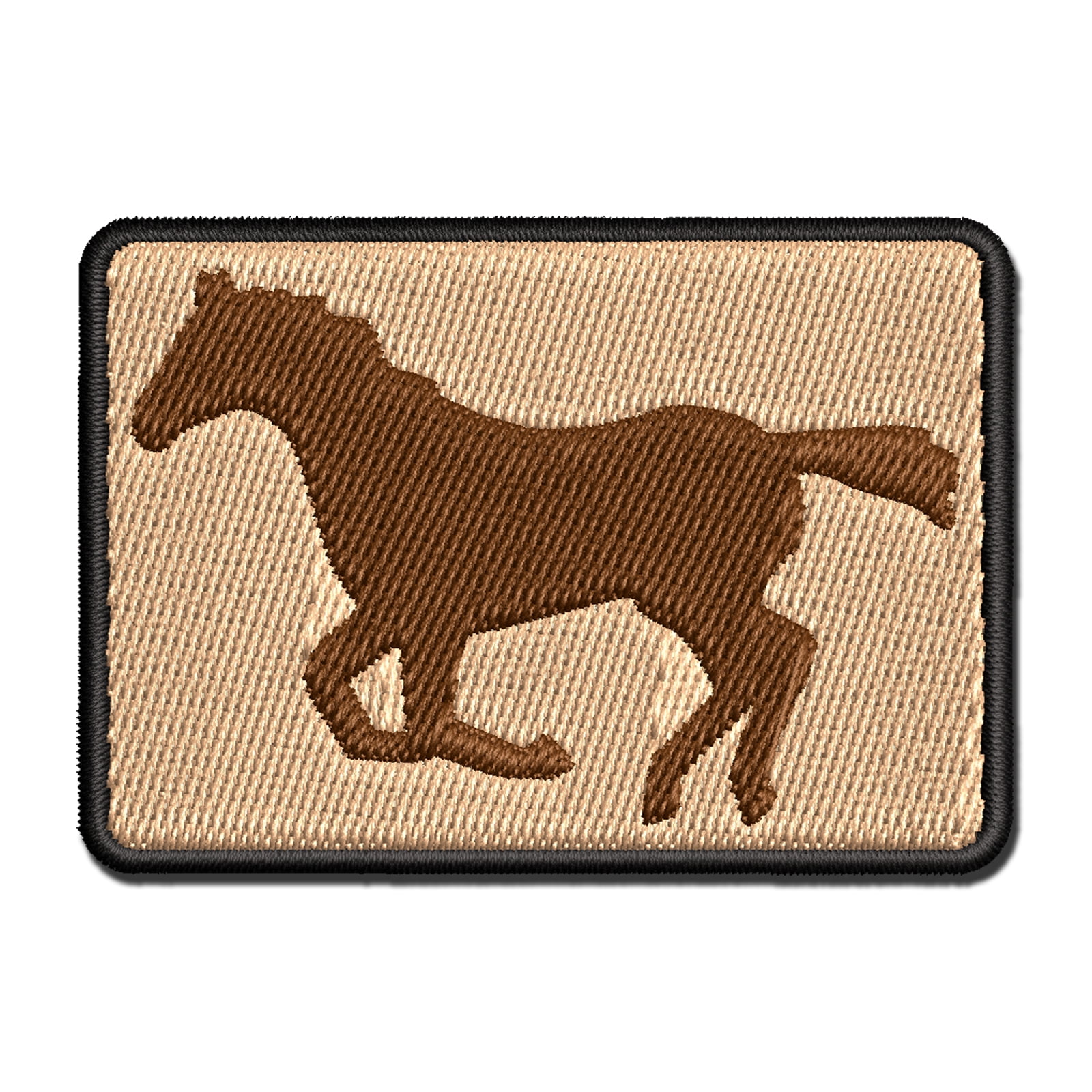Horse Running Solid Applique Multi-Color Embroidered Hook & Loop Patch - 3.5 Inch Large