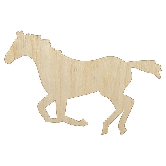 Horse Running Solid Wood Shape Unfinished Piece Cutout Craft DIY Projects - 4.70 Inch Size - 1/8 Inch Thick