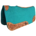 thumbnail image 1 of Horse SADDLE PAD Western Contoured Mohair Wool Felt Moisture Wick Teal 39RT03TL, 1 of 3