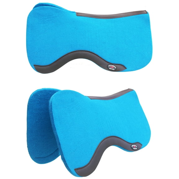 Horse SADDLE PAD Western Contoured Wool Felt Moisture Wicking Blue 39RT16TR
