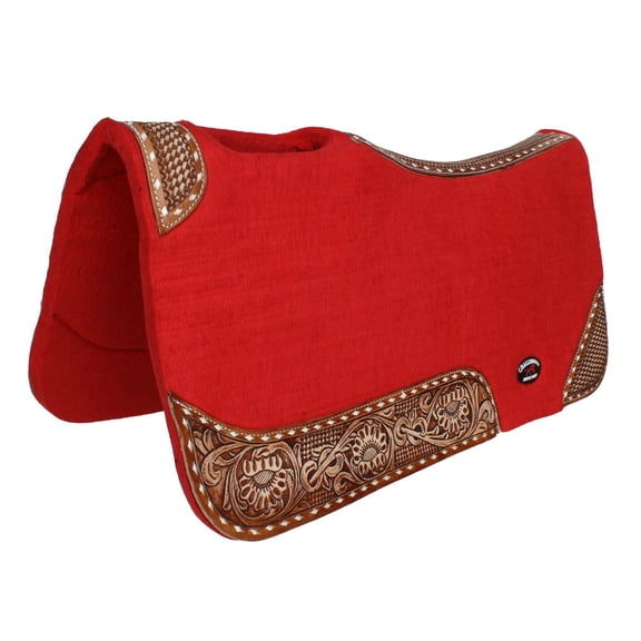 Horse SADDLE PAD Western Contoured Wool Felt Moisture Wicking Red 39209RD