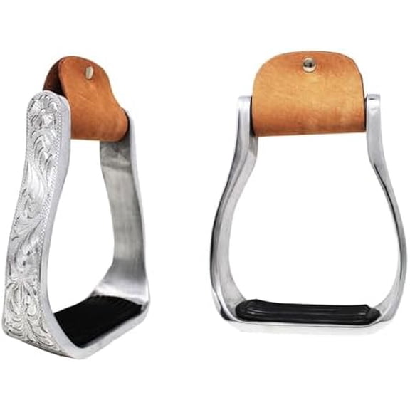 Horse Saddle Aluminium Western Riding SS Stirrups Leather Tread 51153$$Sport & Recreation Other