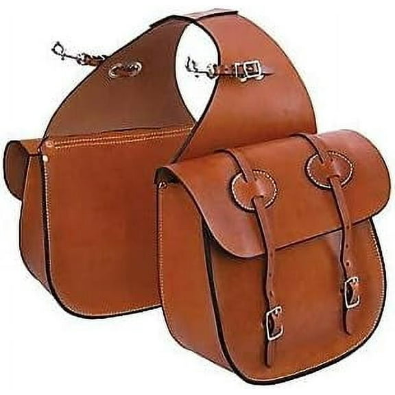 Horse Saddle Bag Cowhide Genuine Leather Western Equestrian Trail Simple Horse Saddle Bag Pack Equipment Horse Saddle Bags Size: 10 L x 10 W x 3 D
