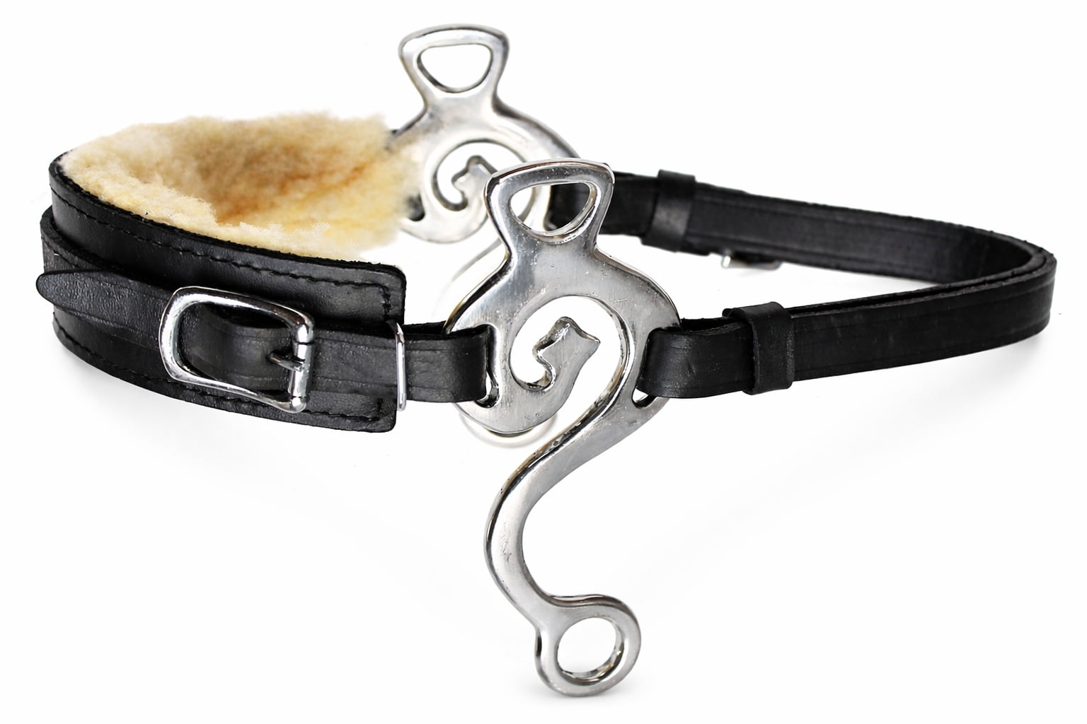 Showman Hackamore Combinazione In Acciaio Nero Con Naso In Corda - Morso Per Cavallo (15108)