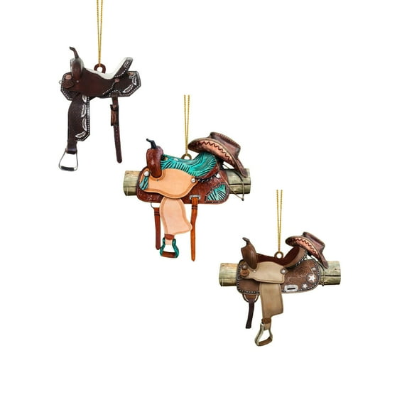 Horse Saddle Ornament, Western Saddle Horse Ornament Gifts for Cowboy, Gifts for Horse Lovers, Decorative Hanging Ornament, Bag Car Pendant Accessories 3PCS