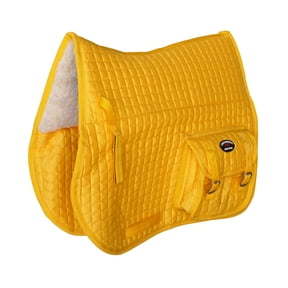 Horse Saddle Pad English Ausie Quilted Fleece All-Purpose Pockets Yellow 72144